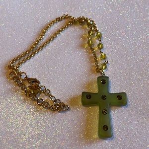 Tarina Tarantino Green Cross Necklace
